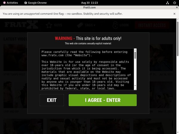 Fraternityx.com Signup Page