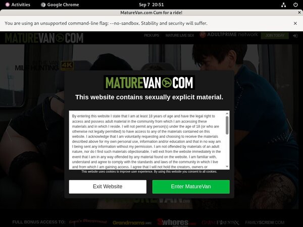 Maturevan.com Discount Signup